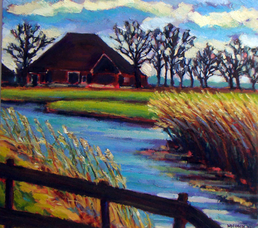 Boerderij Kronenburg - olieverf op paneel - 40 x 40