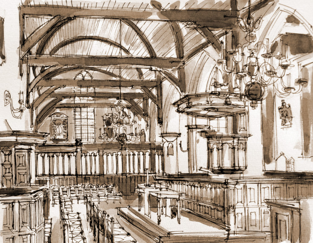 Grote Kerk Beverwijk - Tekening Wim de Goede
