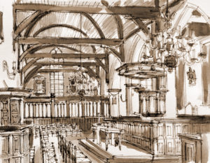Grote Kerk Beverwijk - Tekening Wim de Goede
